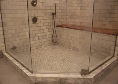 huge shower tiled floor in hampton roads va remodel project