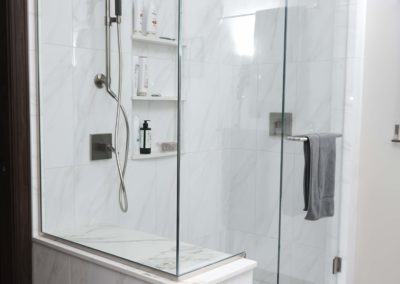 modern white bathroom redesign criner remodeling