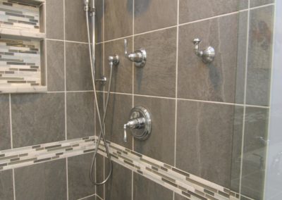 gray modern shower - virginia remodel