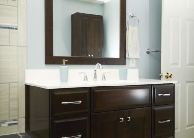 dark bathroom cabinets - criner remodeling